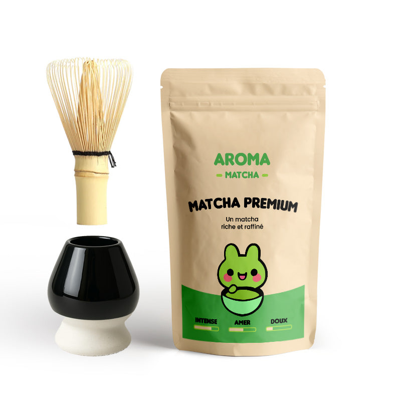 coffret noel black friday matcha premium cérémonie du thé vert chasen fouet bambou support céramique aroma matcha