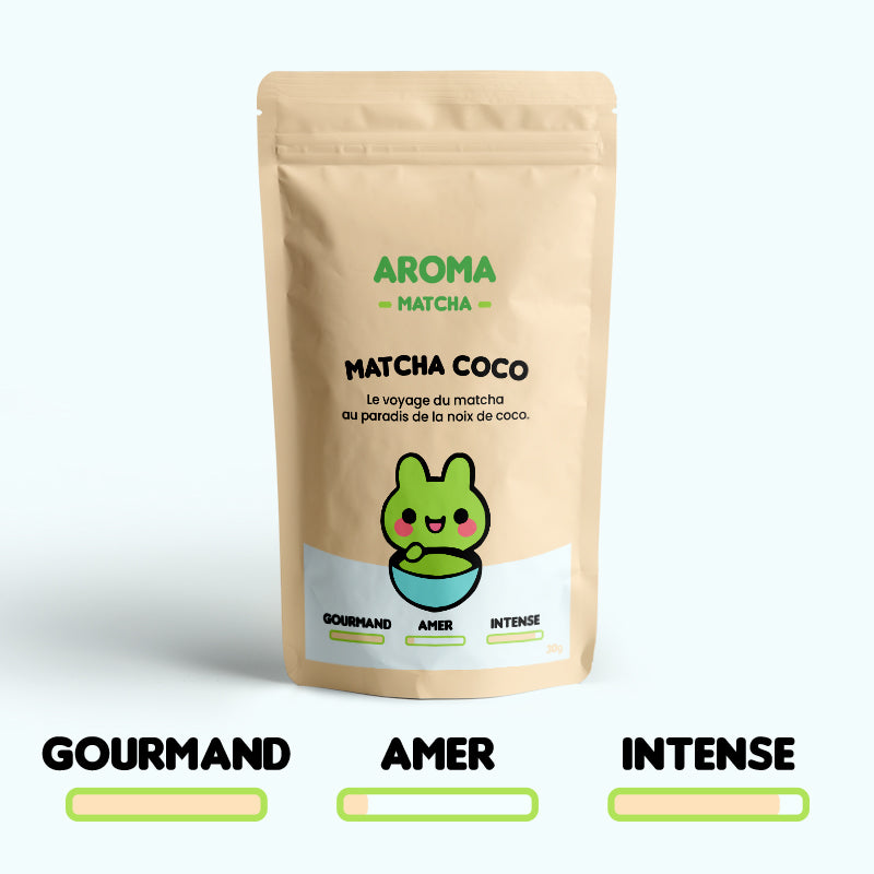 Sachet Matcha COCO aromatisé - Aroma Matcha - Thé matcha vert saveur COCO Gourmand doux Jauge