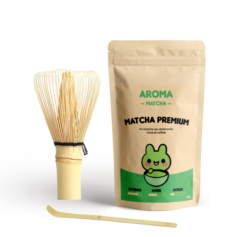 Pack initiation - matcha premium + fouet chasen bambou + 1 cuillère bambou chashaku matcha - aroma matcha