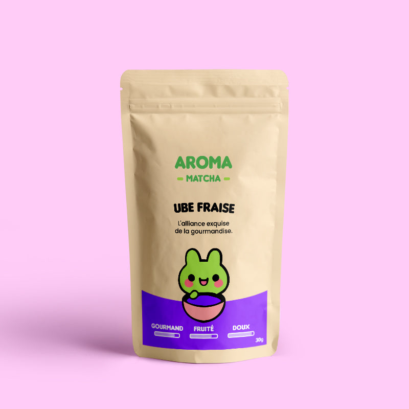 Poudre Ube Fraise Aroma Matcha – igname violet et arôme naturel de fraise – superaliment coloré pour lattes, desserts et recettes végétales