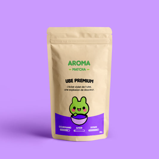 ube latte poudre naturel boisson saine philippine igname violet bien être aroma matcha tendance