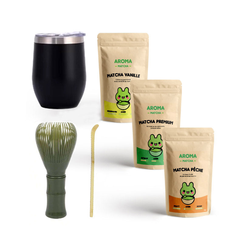 PACK ESSENTIELS - Fouet + Cuillère + Tasse isotherme + 3x Sachets 30g