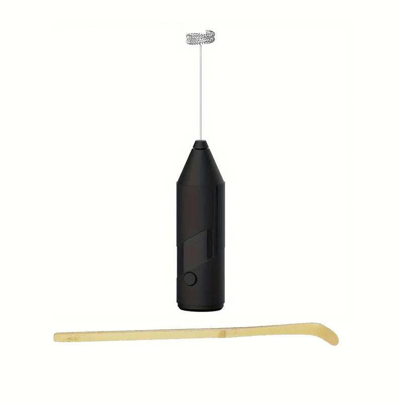 kit Mousseur à lait avec pile - premium matcha - couleur noire - cuillère en bambou pour matcha - aroma matcha