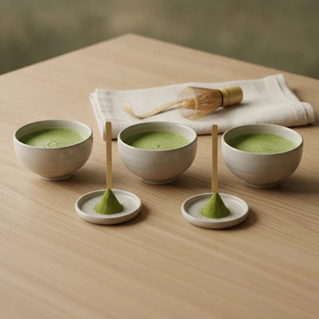 Cultivar matcha Yabukita, Okumidori, Samidori comparés