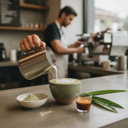 Pandan latte professionnel en coffee shop, guide 2026