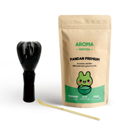 Coffret poudre de pandan premium Aroma Matcha avec accessoires pour préparer un pandan latte