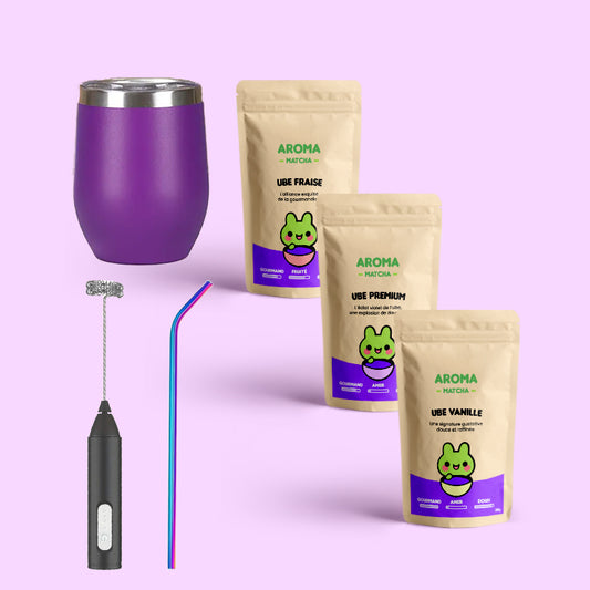 ube vanille fraise mousseur boisson latte saine