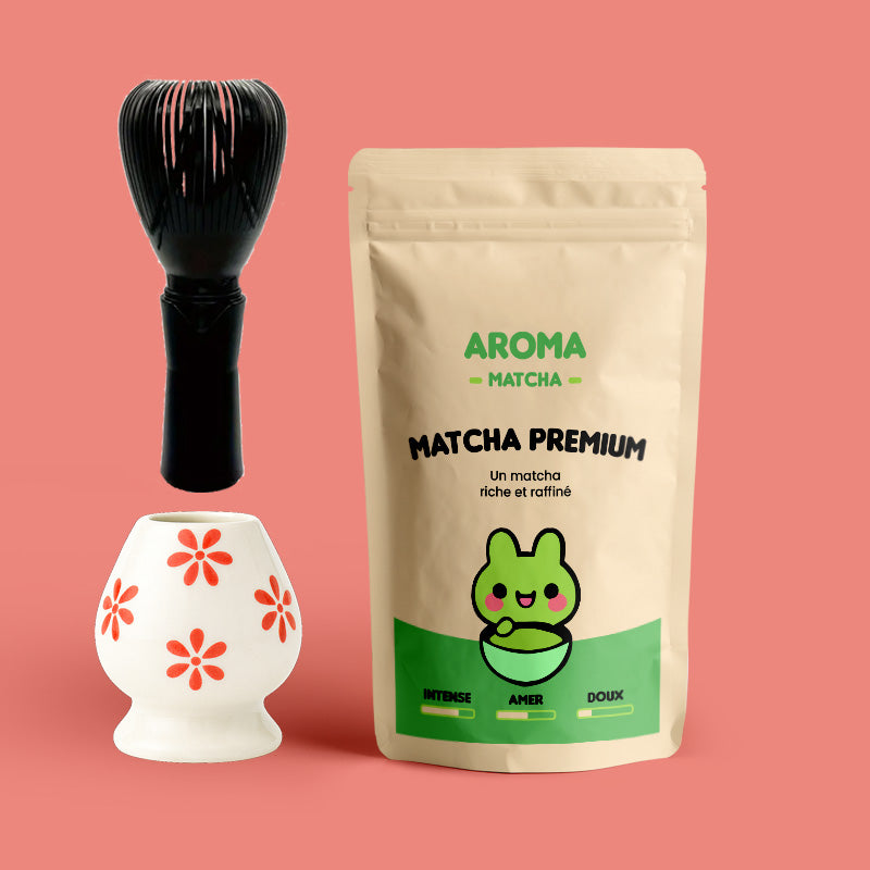 coffret noel black friday matcha premium cérémonie du thé vert chasen fouet durable support bienfait vertus énergisant aroma matcha