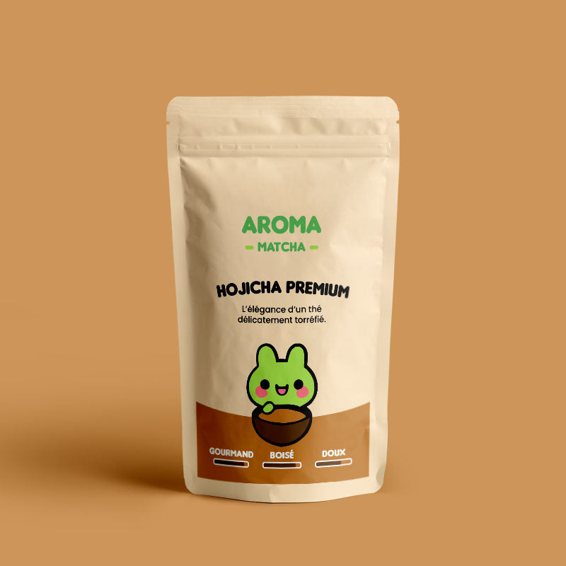 Sachet de hojicha en poudre premium – thé vert japonais torréfié saveur noisette