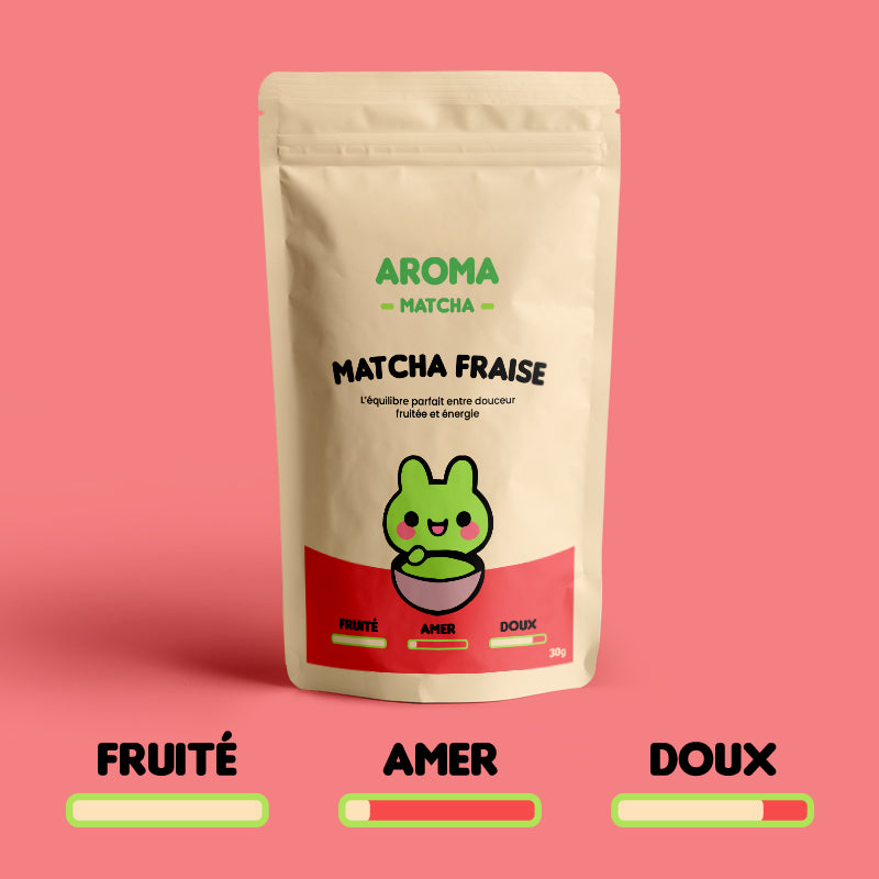 Sachet Matcha Fraise  - Aroma Matcha - Thé vert matcha Fruité doux Jauge