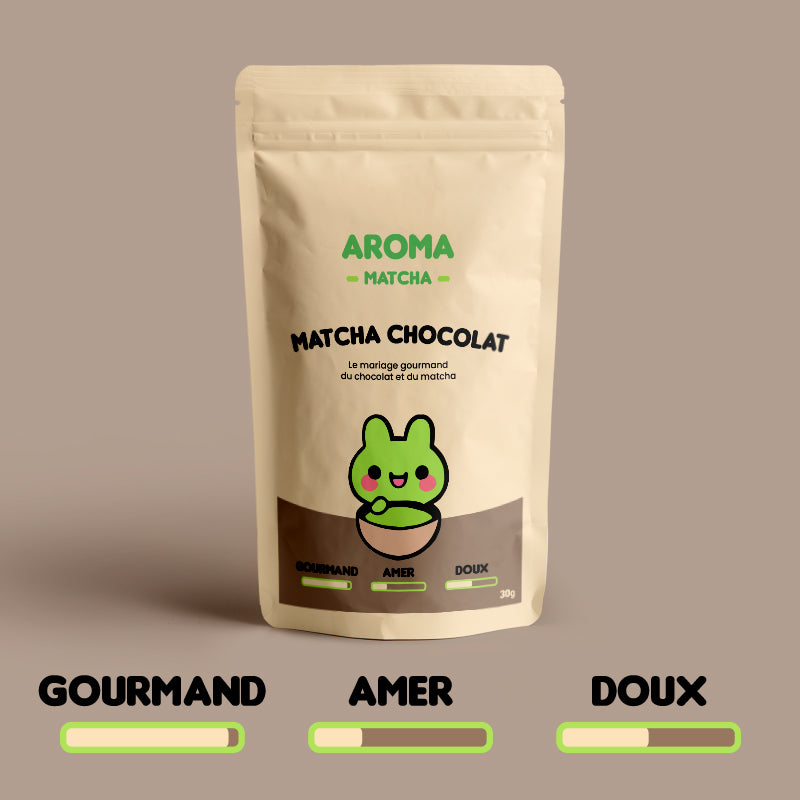 Sachet jauge Matcha Cacao aromatisé - Aroma Matcha - Thé matcha vert saveur Cacao Gourmand doux