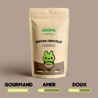Sachet jauge Matcha Cacao aromatisé - Aroma Matcha - Thé matcha vert saveur Cacao Gourmand doux