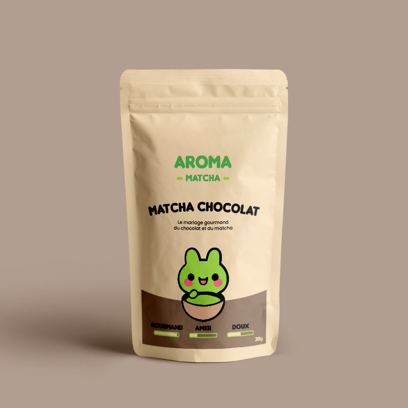 Sachet Matcha Cacao aromatisé - Aroma Matcha - Thé matcha vert saveur Cacao Gourmand doux