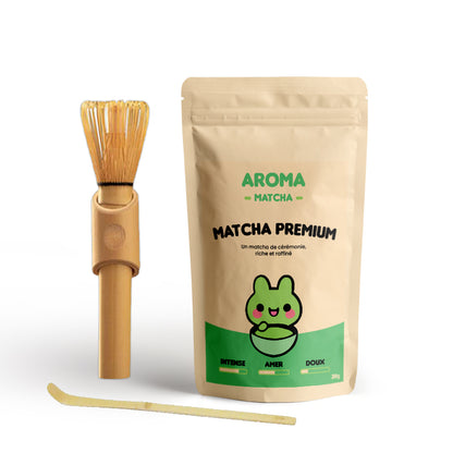 Pack initiation - matcha premium + fouet long chasen bambou + 1 cuillère bambou chashaku matcha - aroma matcha 